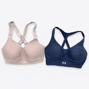 Under Armour Women's M Crossback Sports Bra Set of 2 Pink Navy Yoga Gym Workout